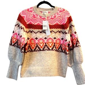 DRIFTWOOD Pink and Red Fair
Isle Sweater with Fair Isle Pattern NWT